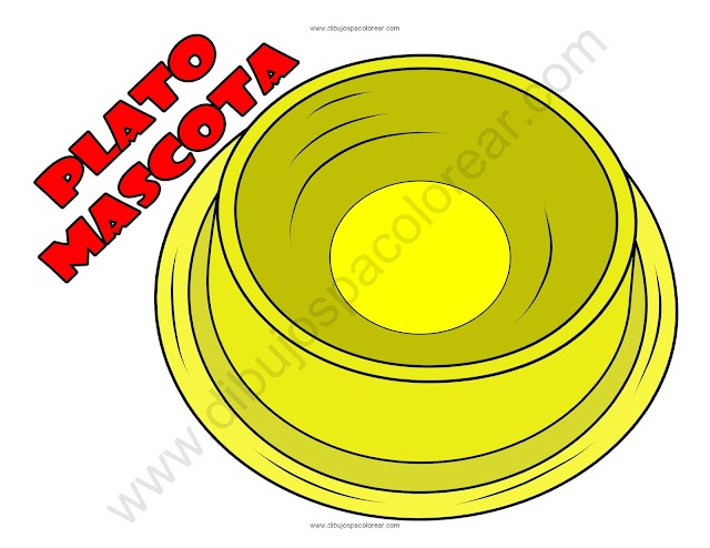 Plato para mascota dibujo a color y para colorear